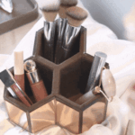 Hexagon 3 Part Multi-Purpose Organiser in Mirror Glass Finish, Rose Gold - Image 9