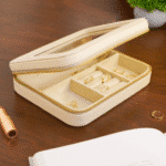 Faux Leather Jewellery Travel Organiser Box, Beige - Image 6