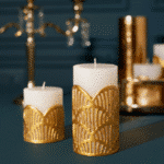 Crackle Jali Pillar Candle In Gold, Large - Image 4