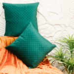Quilted Cushion Cover In Emerald Green 16x16 inch, Set Of 2