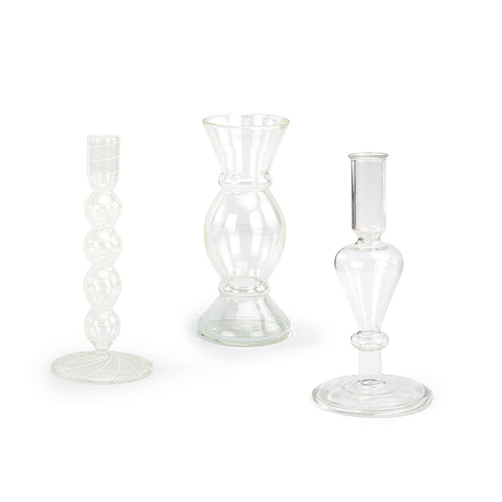 VAS-S25012-2-Setof3-1 Set of 3 Handcrafted Etched Borosilicate Glass Bud Vases – Elegant Home Decor Pieces - Image 1