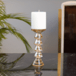 Dual Side Crystal Tapered Candle Holder, Tinted Gold - Image 3