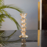 Dual Side Crystal Tapered Candle Holder, Tinted Gold - Image 4