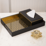 Vegan Leather Serving Tray w/ Black & Gold Design - Image 2