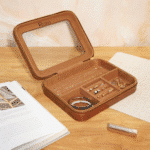 Vegan Leather Jewellery Travel Organiser Box, Brown - Image 3