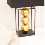 Stacked Spheres Table Lamp with Shade, Gold - Image 4