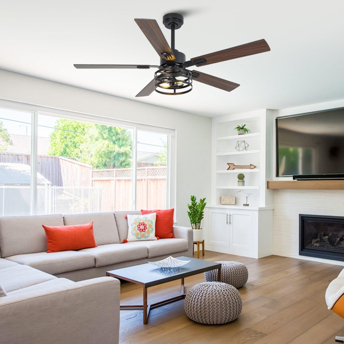 Vaczon 52 Inch DC Motor Industrial Downrod Ceiling Fan with Light and Remote Control - Image 4