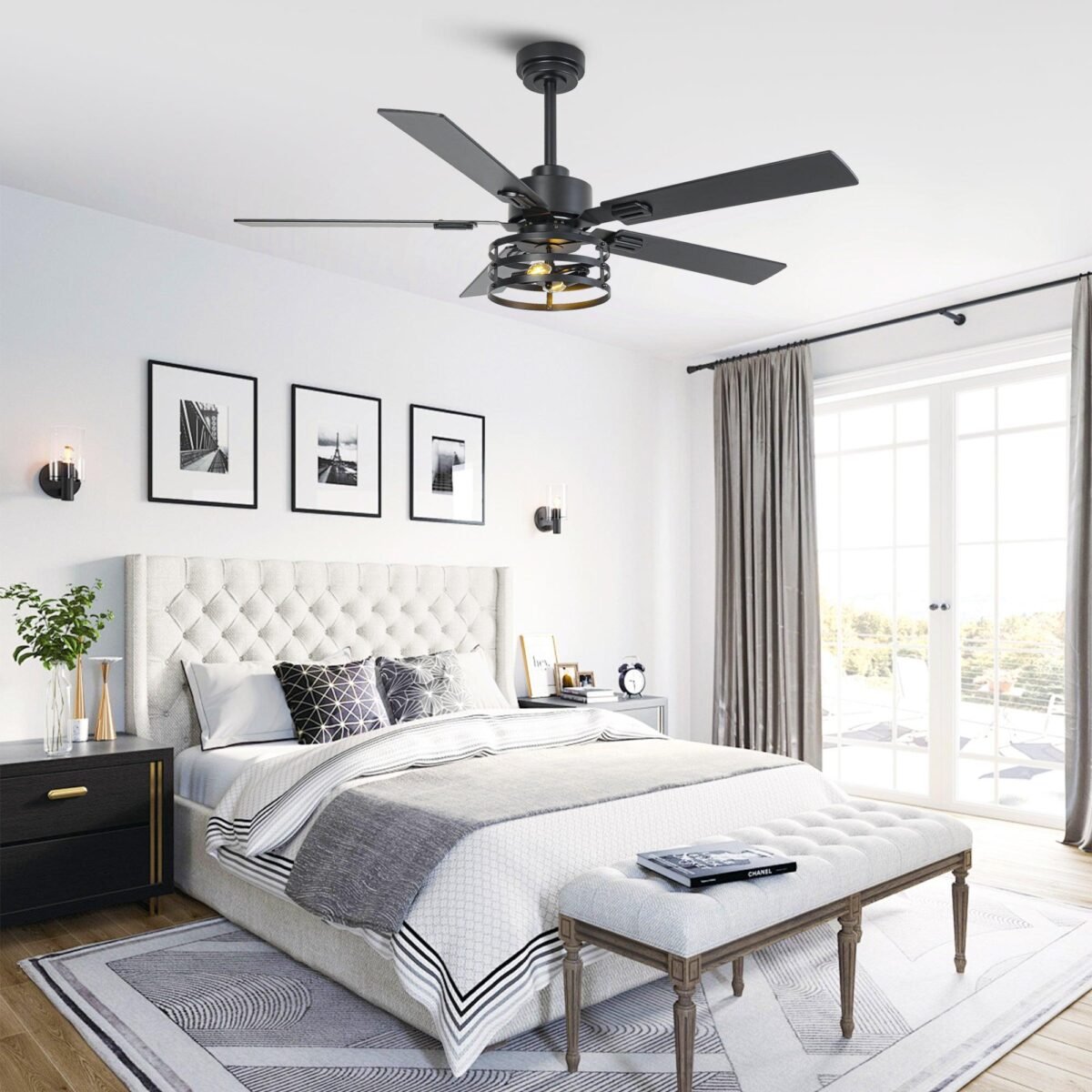 Vaczon 52 Inch DC Motor Industrial Downrod Ceiling Fan with Light and Remote Control - Image 5