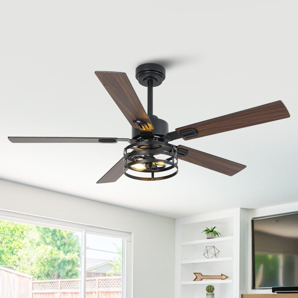 Vaczon 52 Inch DC Motor Industrial Downrod Ceiling Fan with Light and Remote Control - Image 2