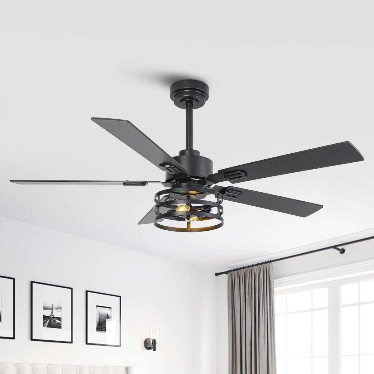 Vaczon 52 Inch DC Motor Industrial Downrod Ceiling Fan with Light and Remote Control - Image 6