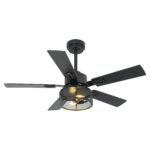 Vaczon 42 Inch DC Motor Industrial Downrod Ceiling Fan with Light and Remote Control