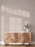 Pink Background Botanical Leaves Wallpaper Removable Wallpaper - Image 6