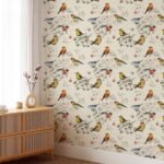 Vintage Birds Pattern Wallpaper - Peel and Stick Nature Inspired Wallpaper - Image 3