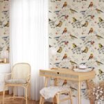 Vintage Birds Pattern Wallpaper - Peel and Stick Nature Inspired Wallpaper - Image 4