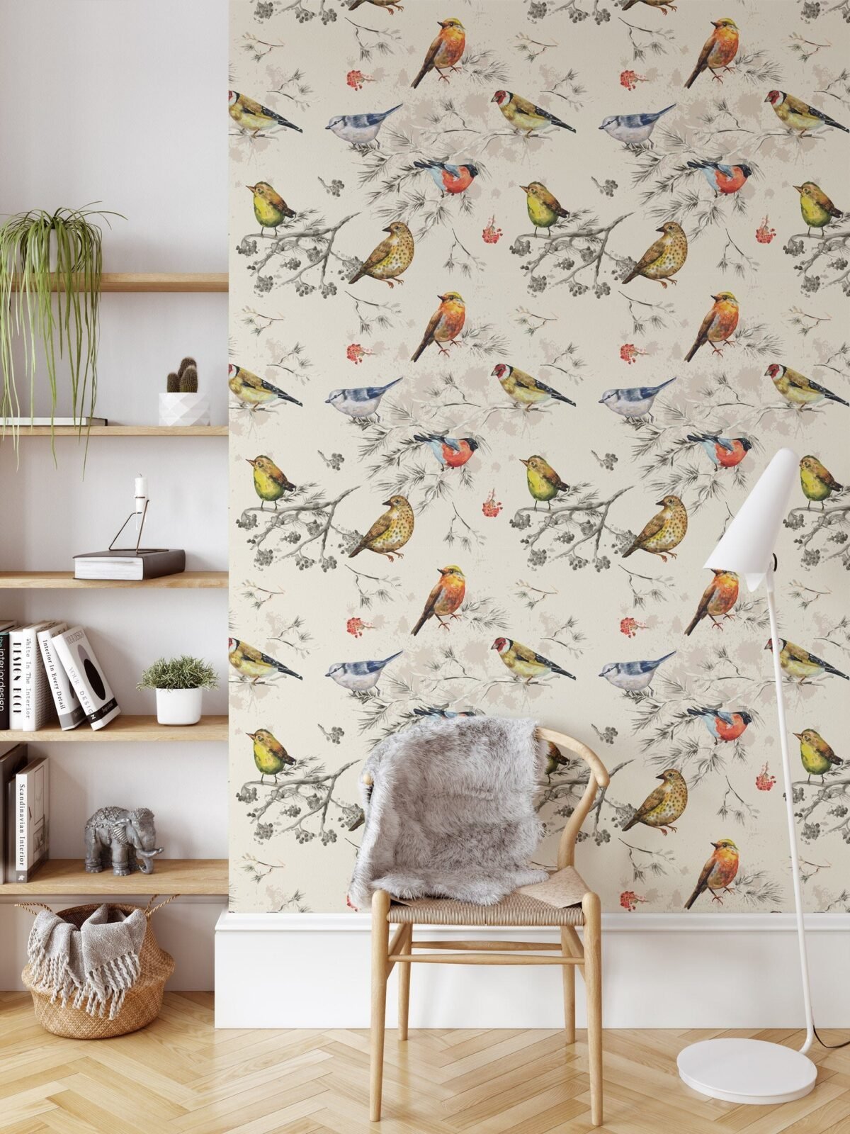 Vintage Birds Pattern Wallpaper - Peel and Stick Nature Inspired Wallpaper - Image 5