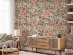 Vintage Coral Pink Retro Flowers Wallpaper - Image 5