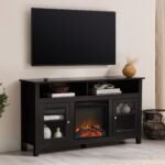 Wasatch 58" Transitional Fireplace Glass Wood TV Stand - Image 5