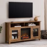Wasatch 58" Transitional Fireplace Glass Wood TV Stand - Image 13
