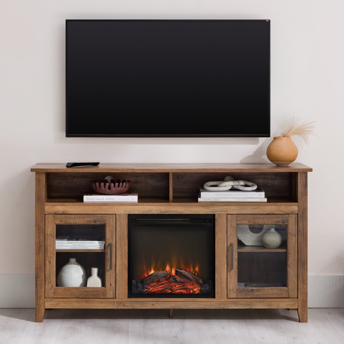 Wasatch 58" Transitional Fireplace Glass Wood TV Stand - Image 21