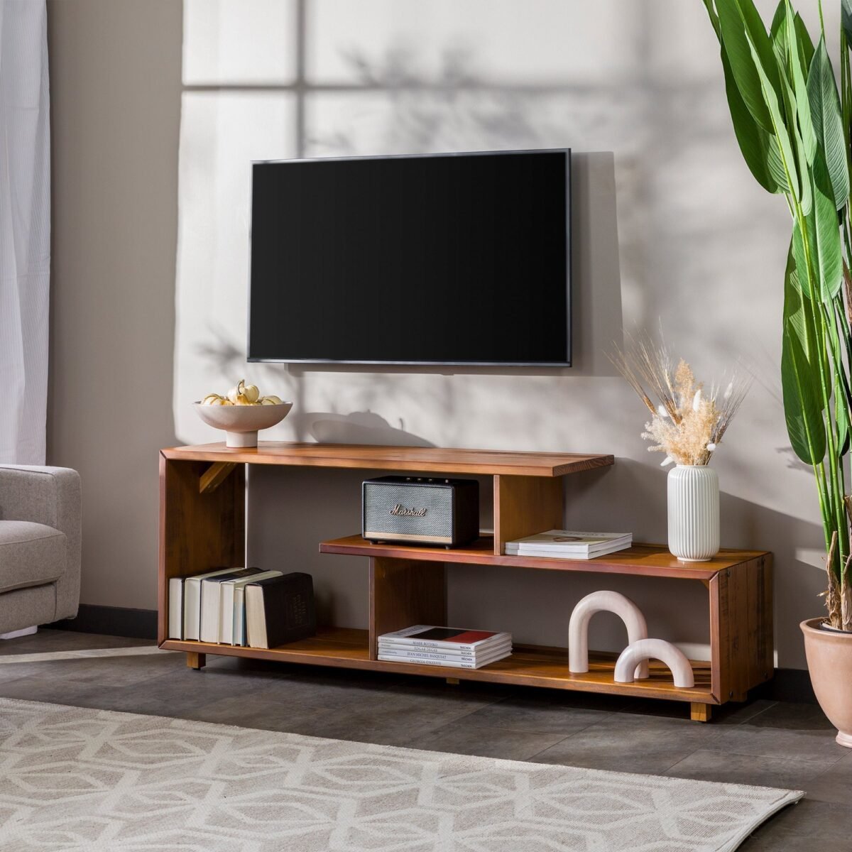 Alpine Rustic Solid Wood TV Console - Image 2