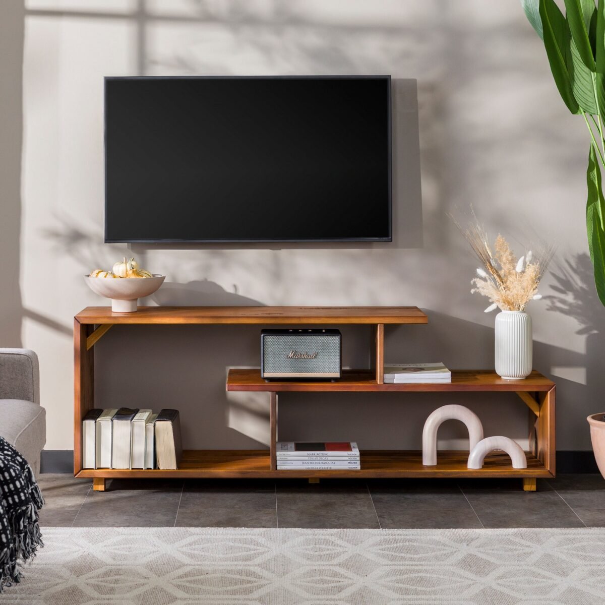 Alpine Rustic Solid Wood TV Console - Image 1