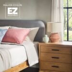 Annette Contemporary Upholstered Headboard Curved Wood Bed Frame - Image 15