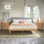 Annette Contemporary Upholstered Headboard Curved Wood Bed Frame - Image 13
