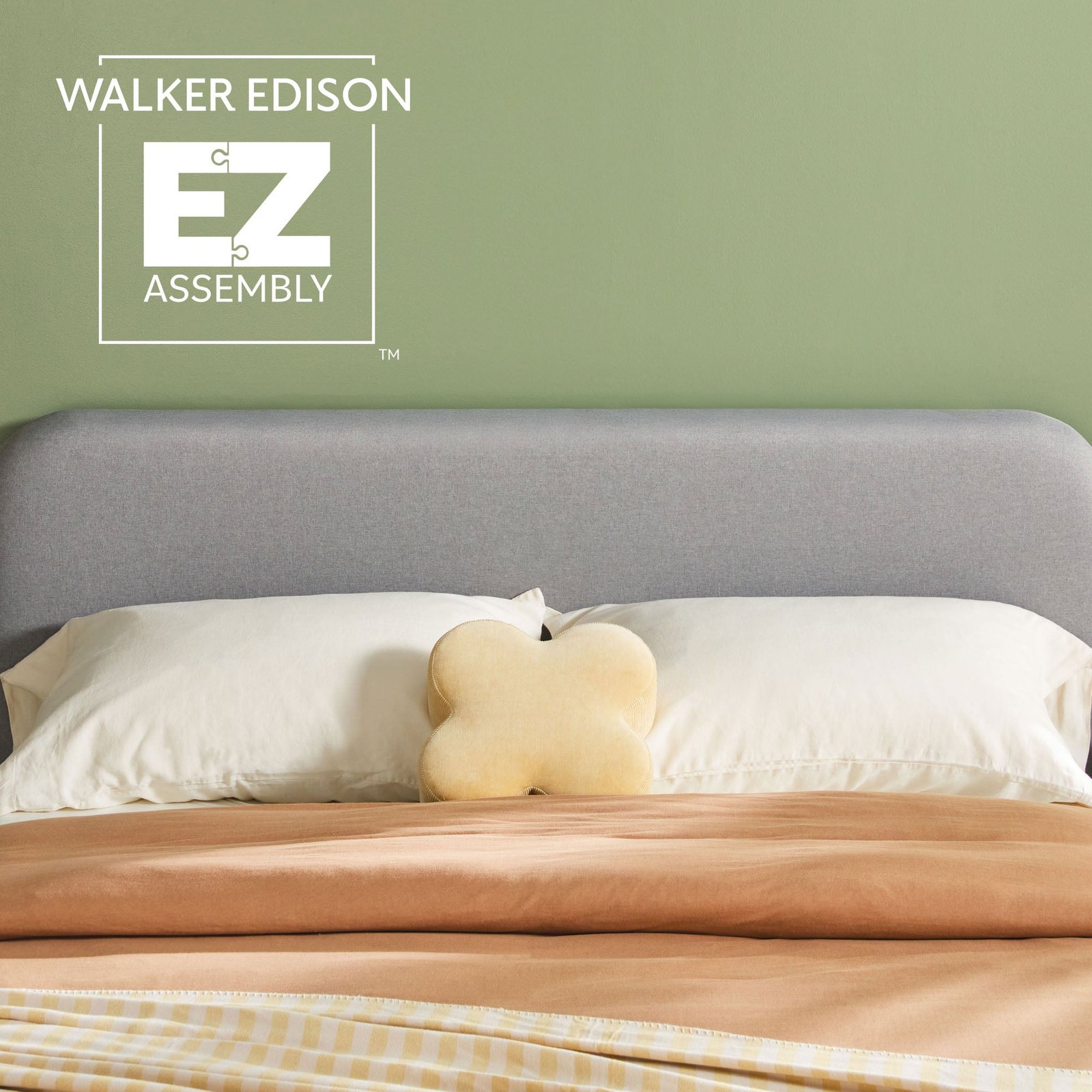 Annette Contemporary Upholstered Headboard Curved Wood Bed Frame - Image 20