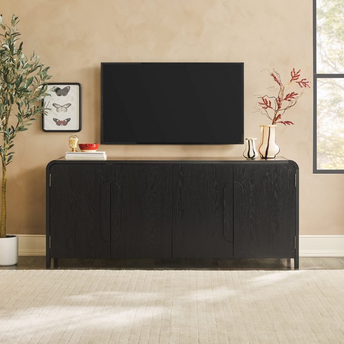Chantelle Modern Curved Buffet Sideboard and TV Stand - Image 1