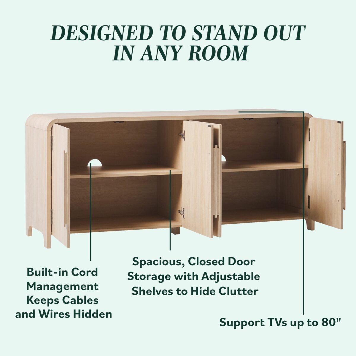 Chantelle Modern Curved Buffet Sideboard and TV Stand - Image 15