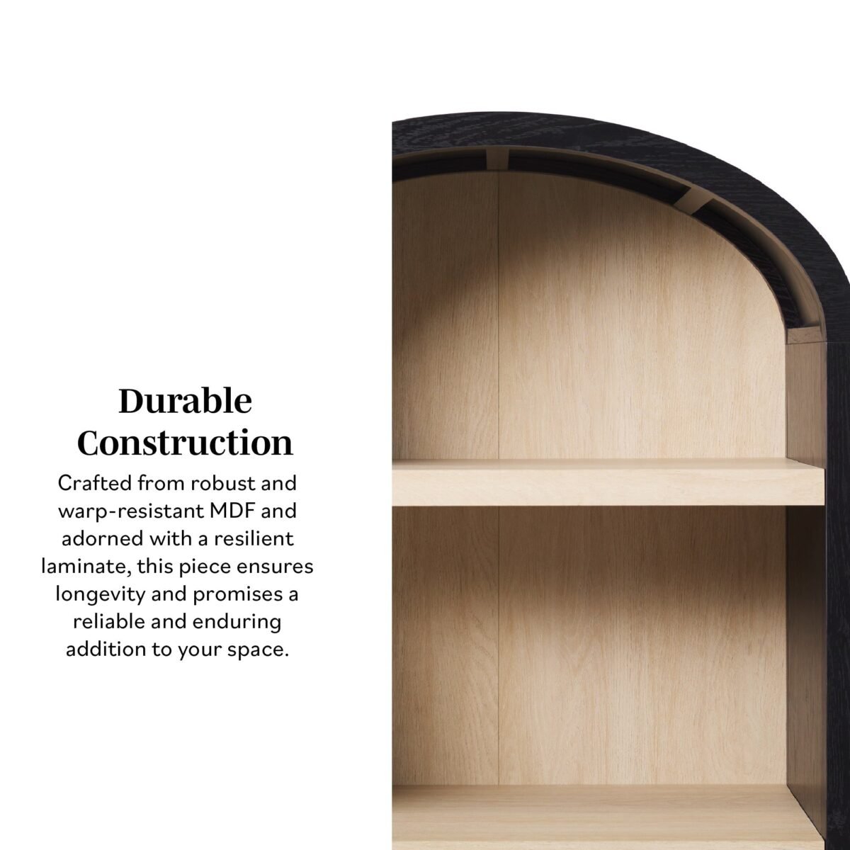 Chantelle Modern Arched Bookshelf with Open Shelves - Image 2