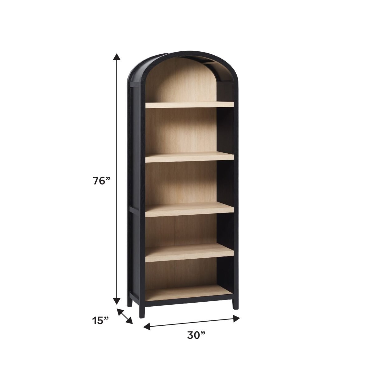 Chantelle Modern Arched Bookshelf with Open Shelves - Image 3