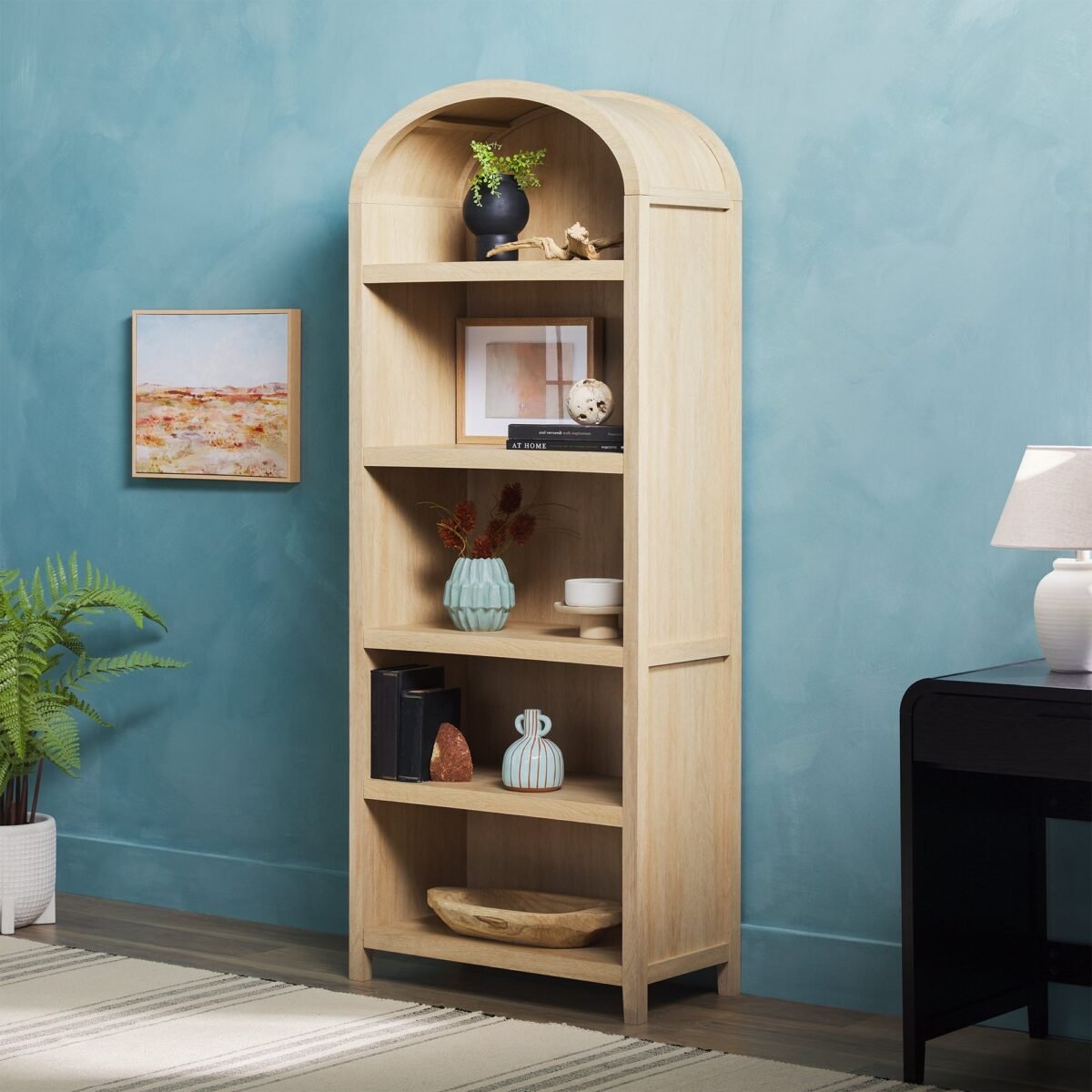 Chantelle Modern Arched Bookshelf with Open Shelves - Image 7