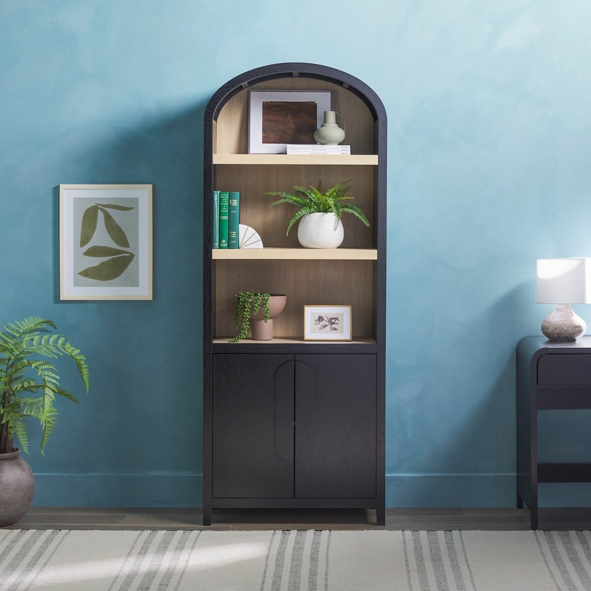 Chantelle Modern Arched Bookshelf with Cabinet - Image 2