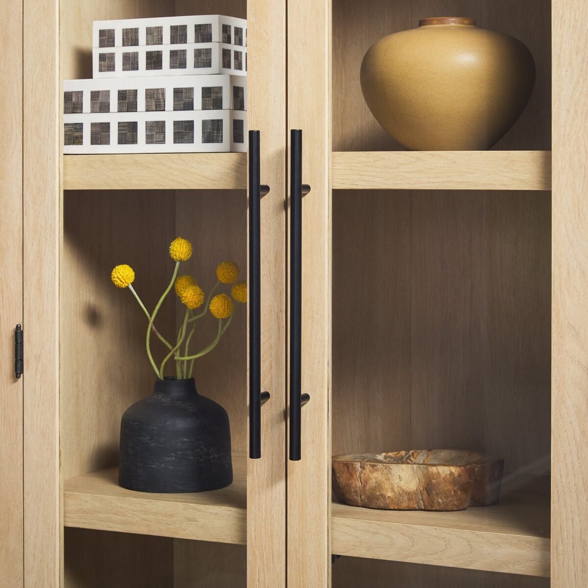Chantelle Modern Arched Bookshelf with Glass Doors - Image 13
