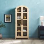 Chantelle Modern Arched Bookshelf with Glass Doors - Image 2