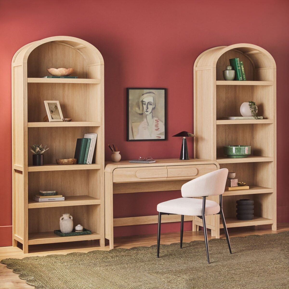 Chantelle Modern Arched Bookshelf with Open Shelves - Image 11