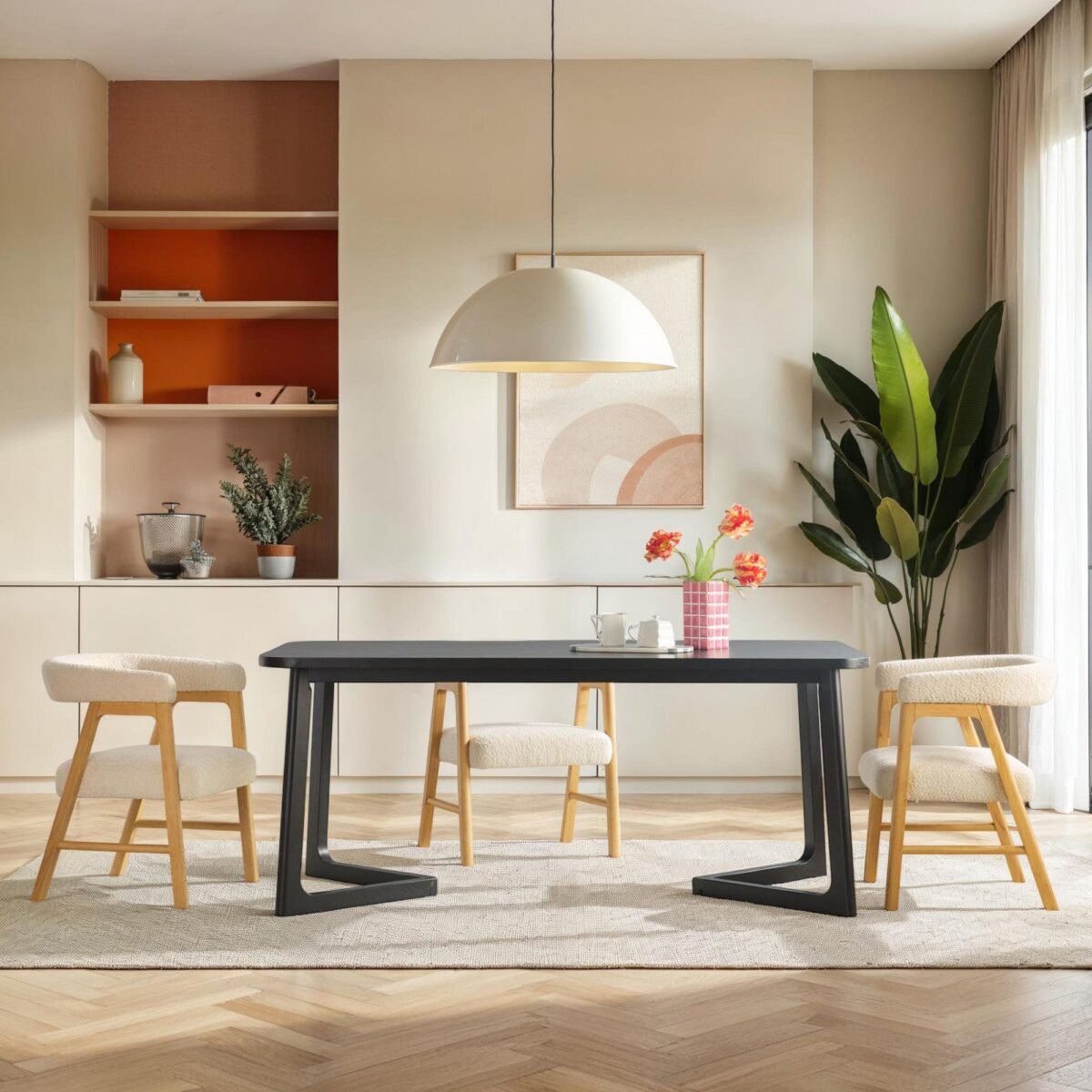 Ezra Modern Solid Wood Rectangle Dining Table for 6 - Image 8