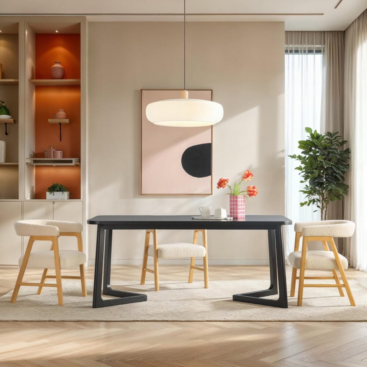 Ezra Modern Solid Wood Rectangle Dining Table for 6 - Image 10