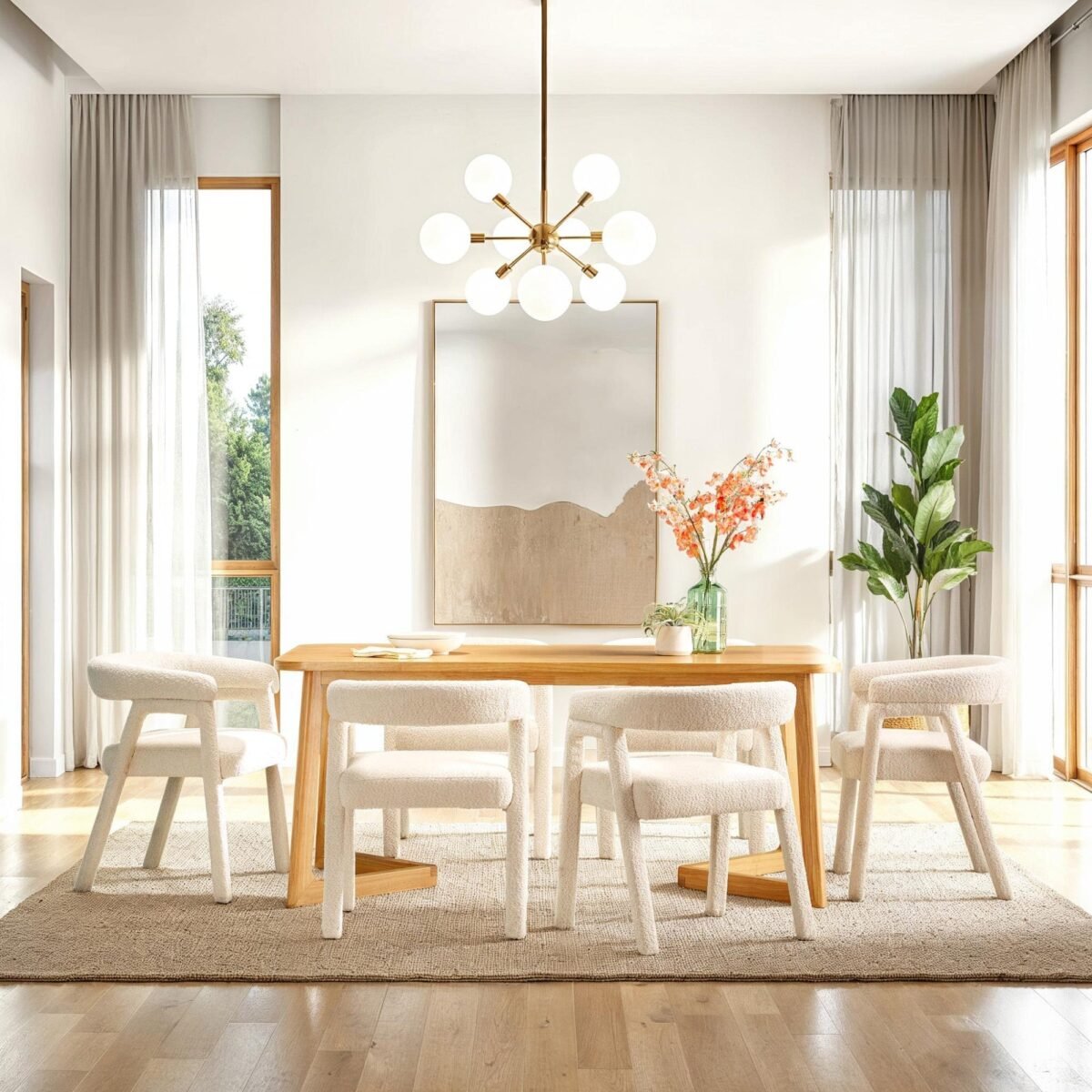Ezra Modern Solid Wood Rectangle Dining Table for 6 - Image 1