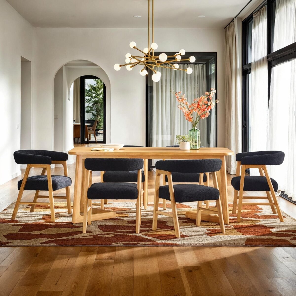 Ezra Modern Solid Wood Dining Chair with Boucle Upholstery (Set of 2) - Image 10