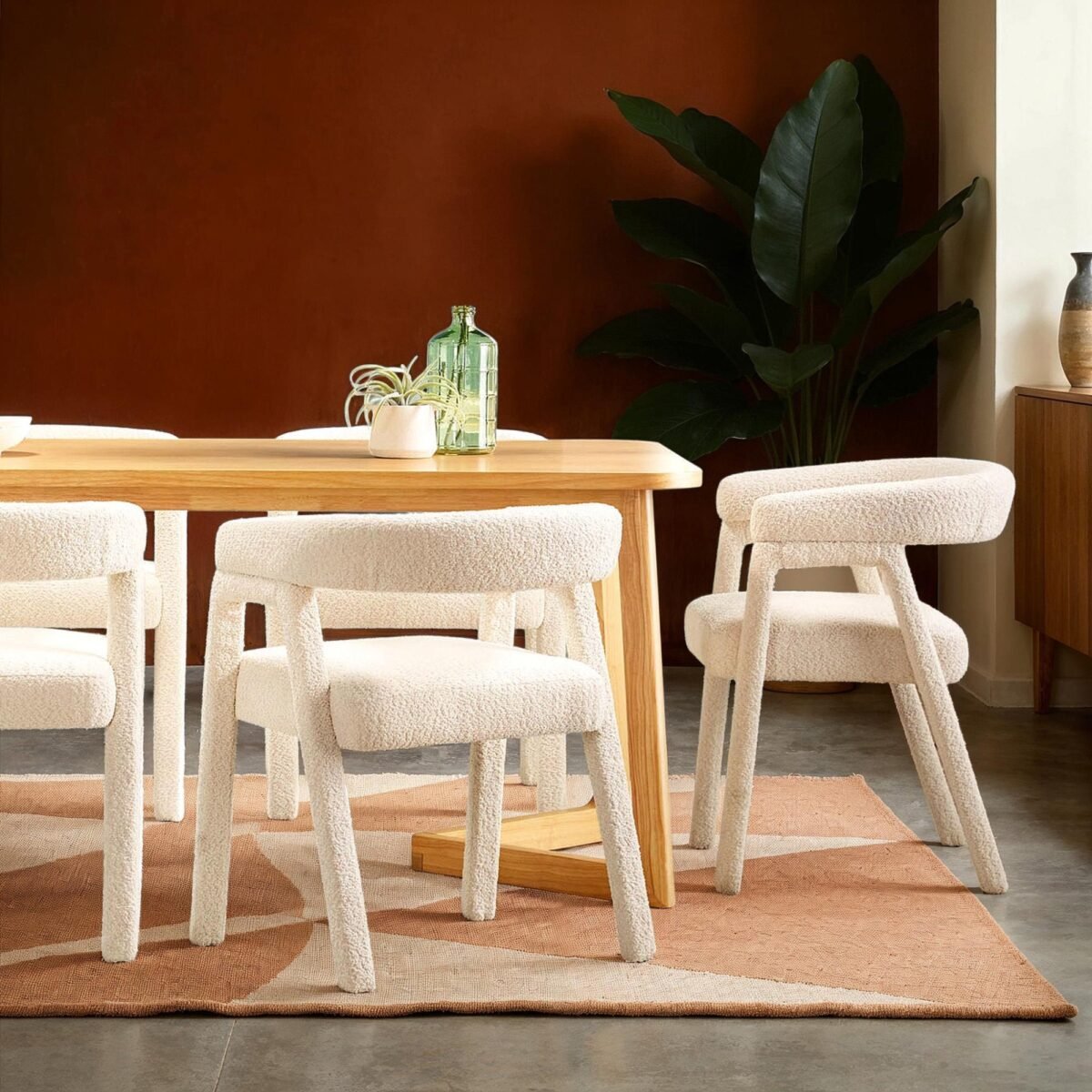 Ezra Modern Boucle Solid Wood Rounded Back Dining Chair (Set of 2) - Image 12