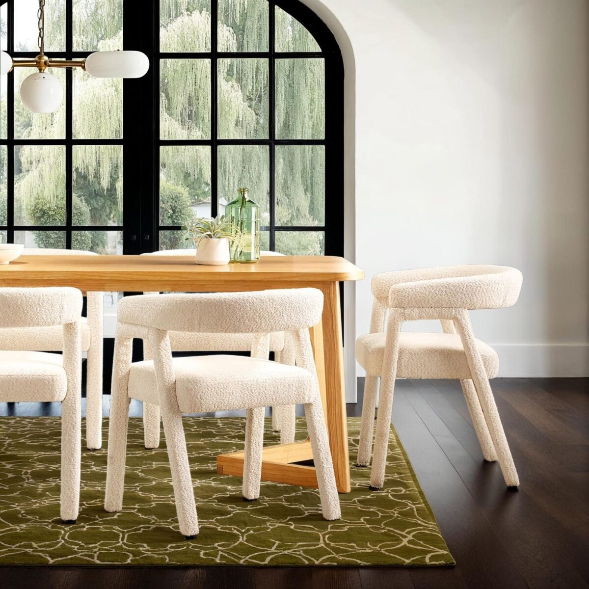 Ezra Modern Boucle Solid Wood Rounded Back Dining Chair (Set of 2) - Image 15