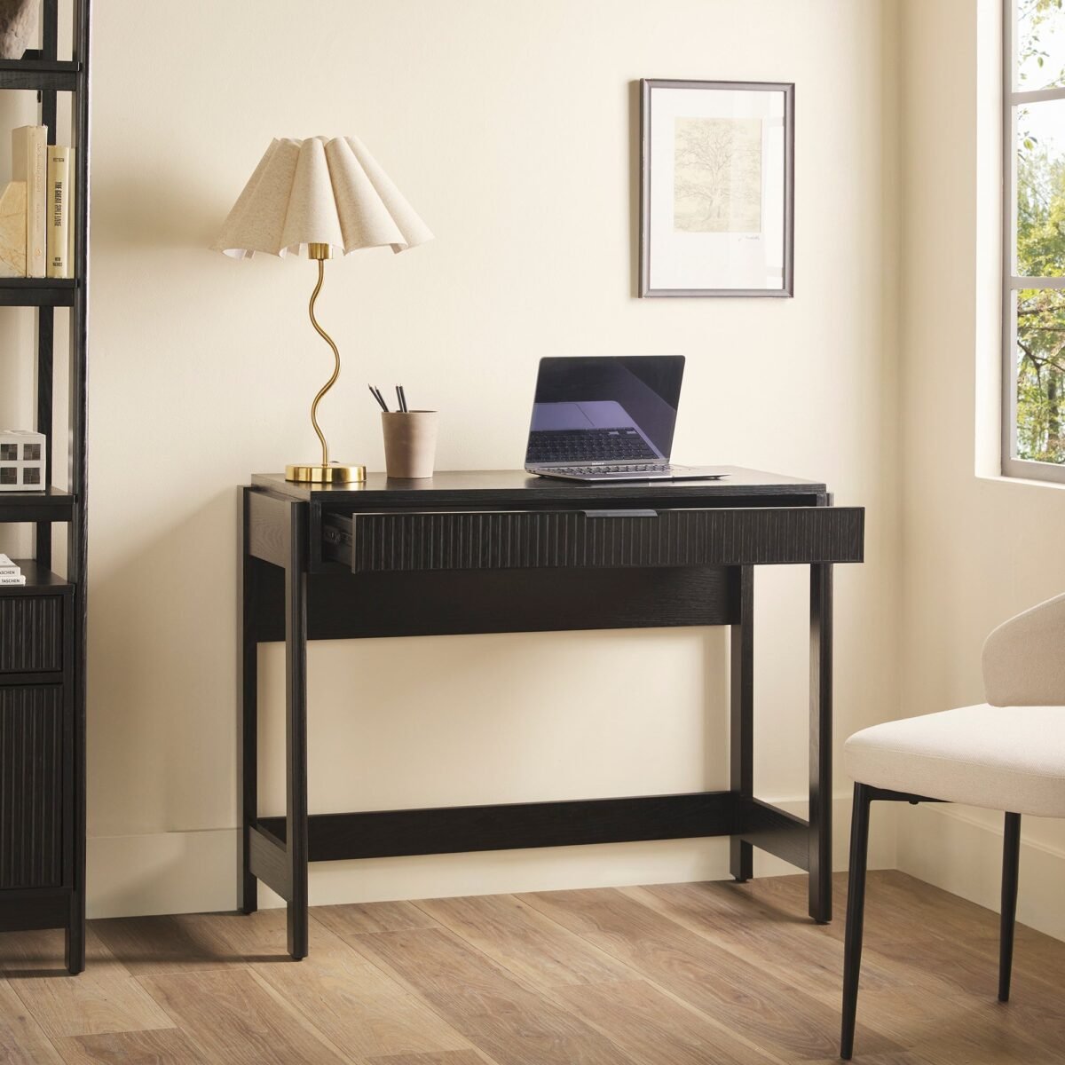 Holmes Modern Scandinavian Reeded Writing Desk - Image 1