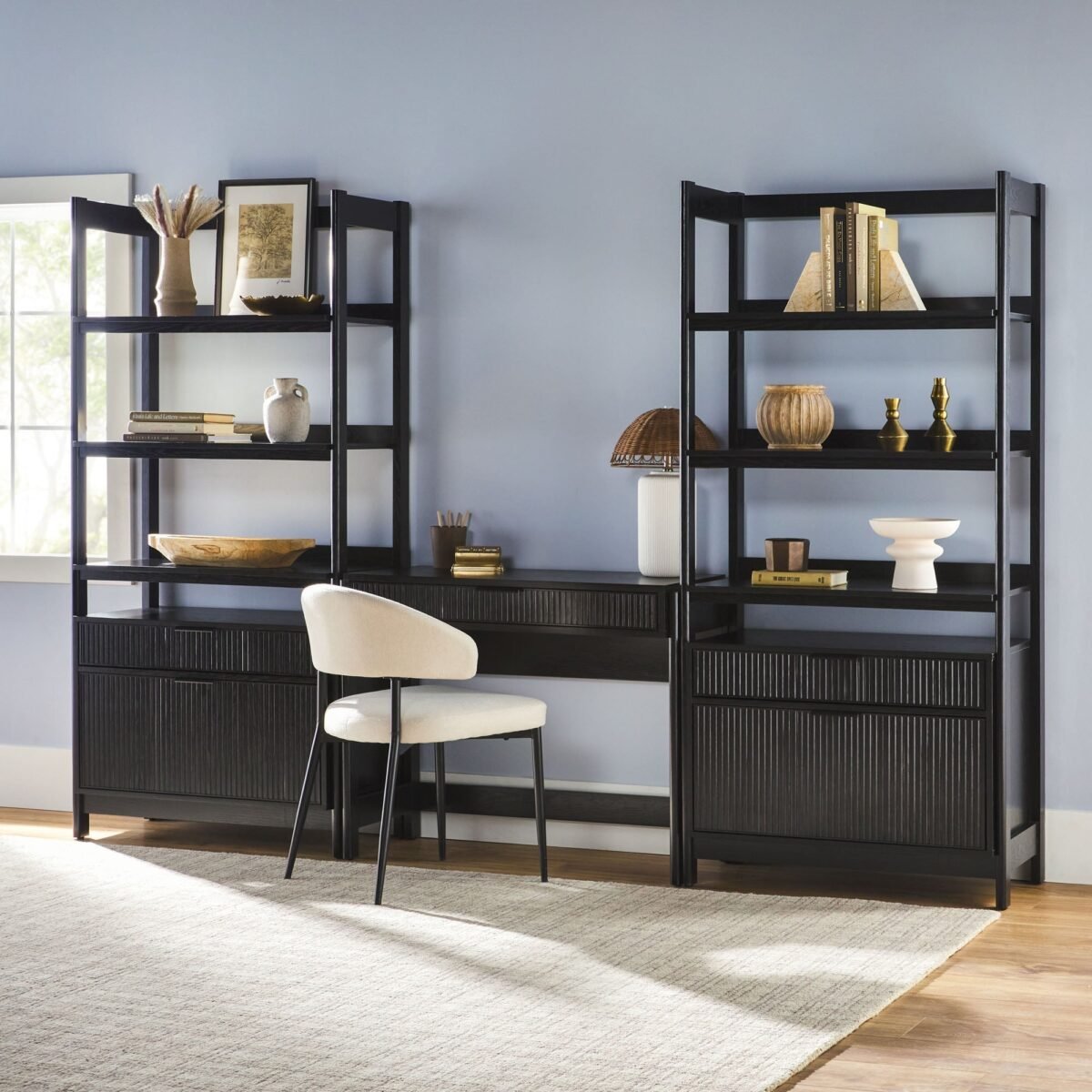 Holmes Modern Scandinavian Reeded Wide Bookshelf - Image 20
