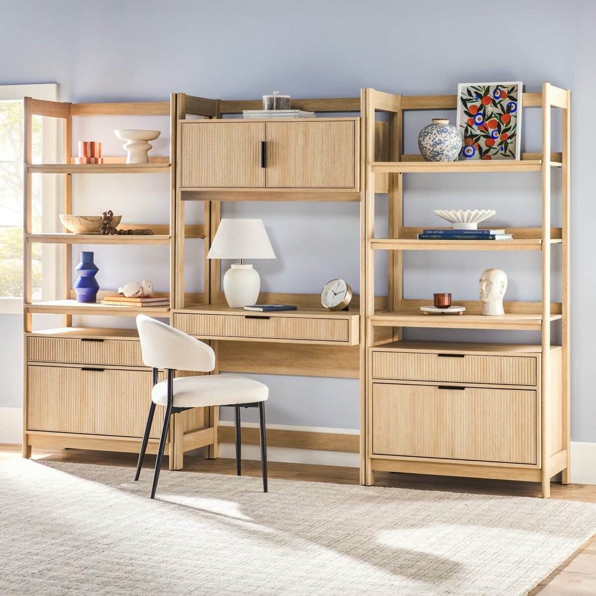 Holmes Modern Scandinavian Reeded Wide Bookshelf - Image 10