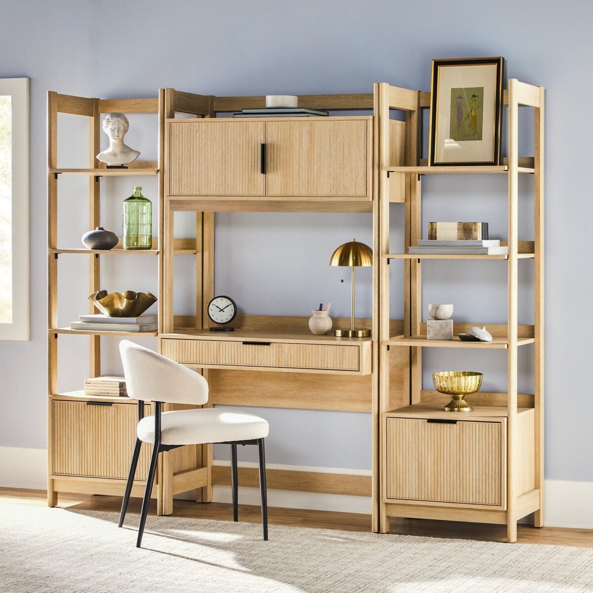 Holmes Modern Scandinavian Reeded Bookshelf - Image 11