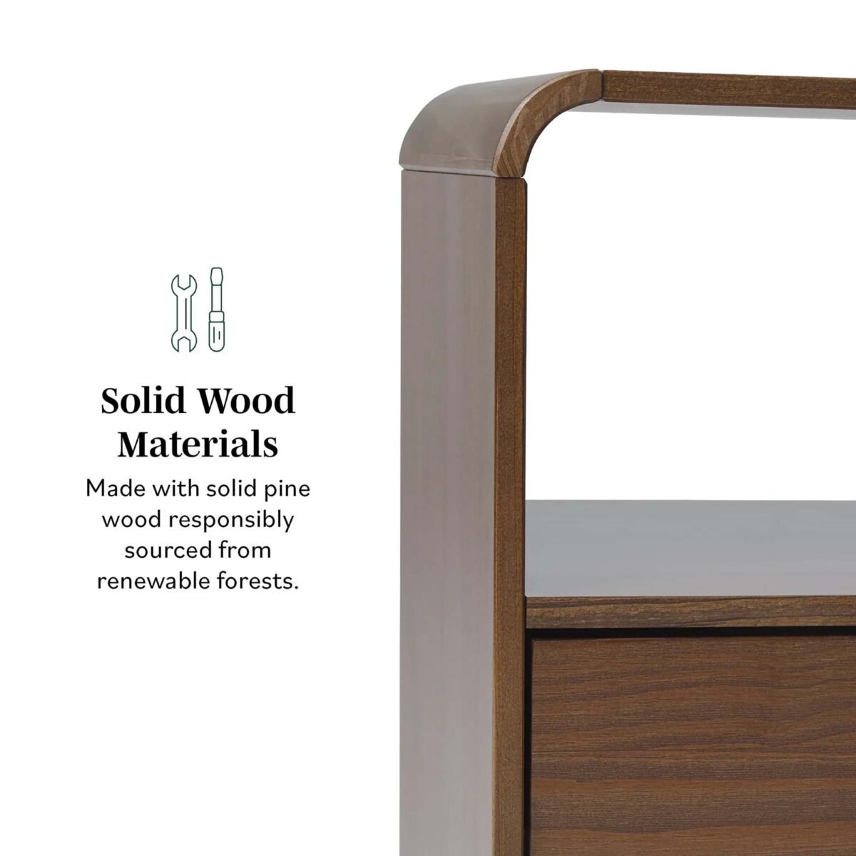 Elias Modern Curved-Frame Solid Wood Nightstand - Image 26
