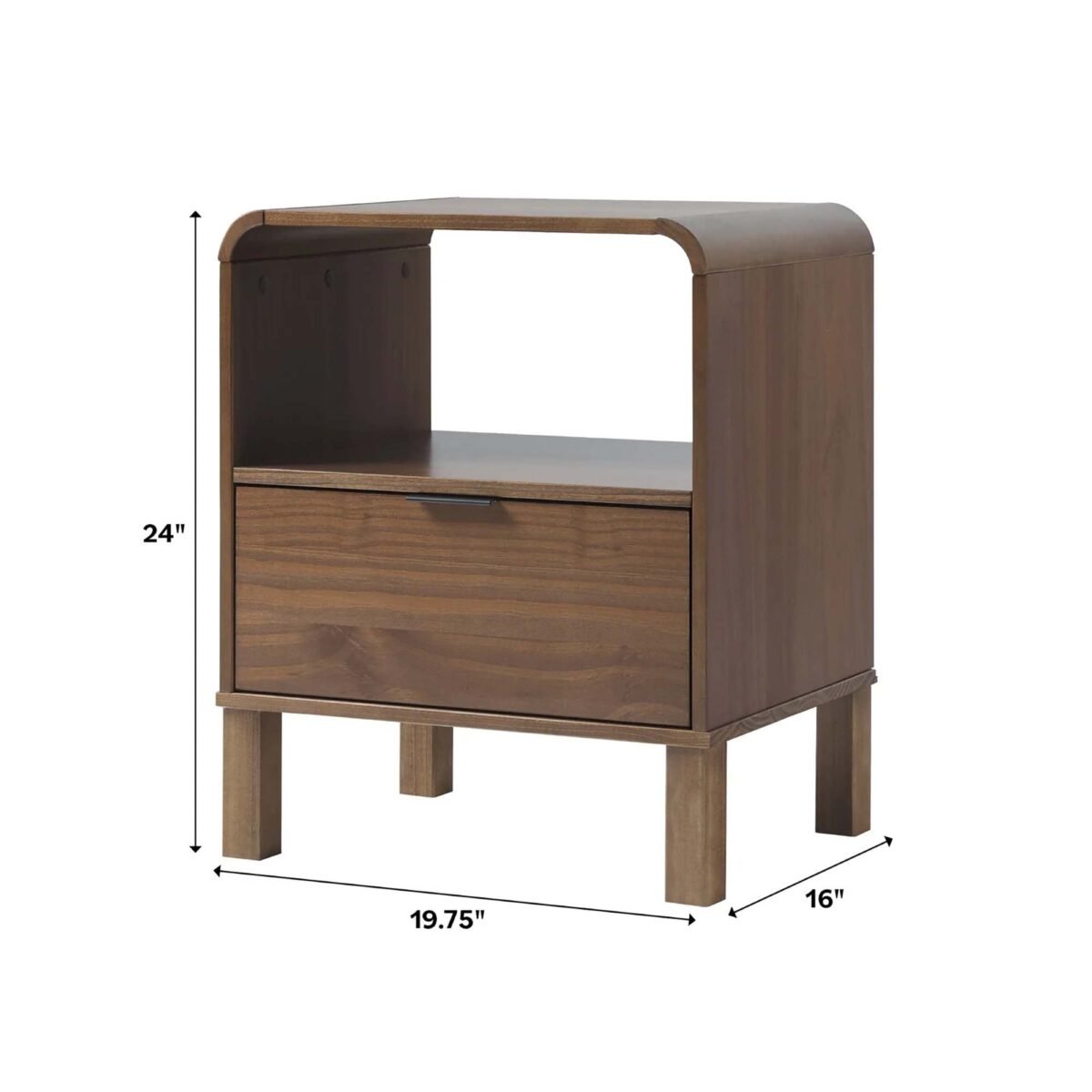 Elias Modern Curved-Frame Solid Wood Nightstand - Image 4