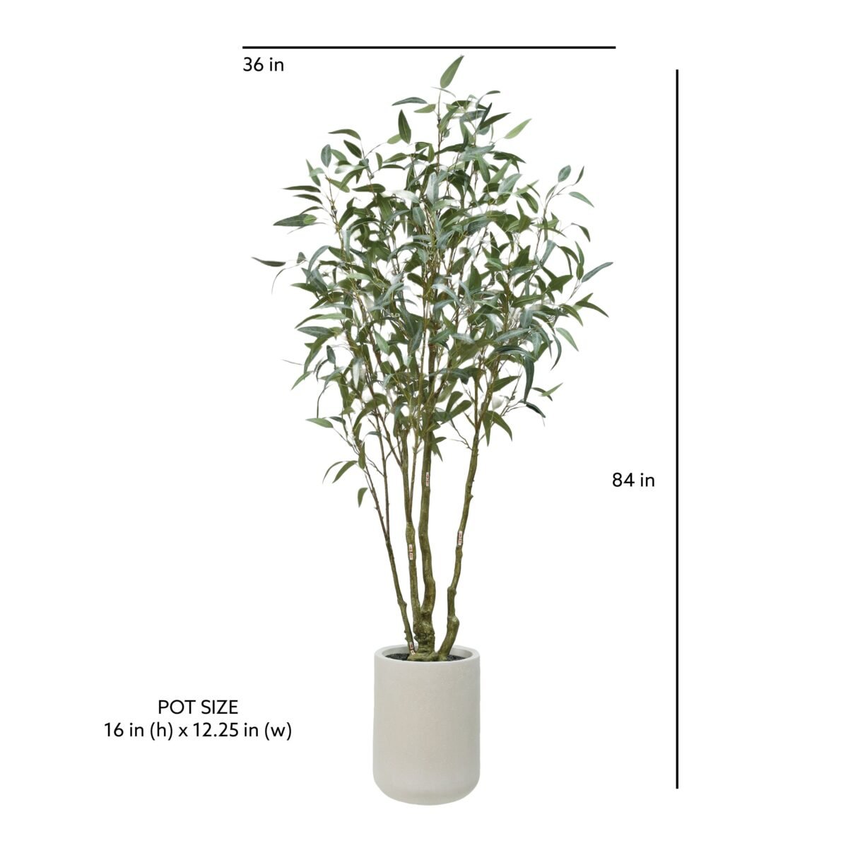 7' Artificial Willow Eucalyptus Tree with Artisan Planter - Image 6